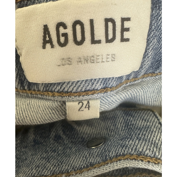 Agolde Merrel Mid Rise Straight Leg Jean Frayed Hem Light Wash Astray Size 24 - Picture 8 of 14
